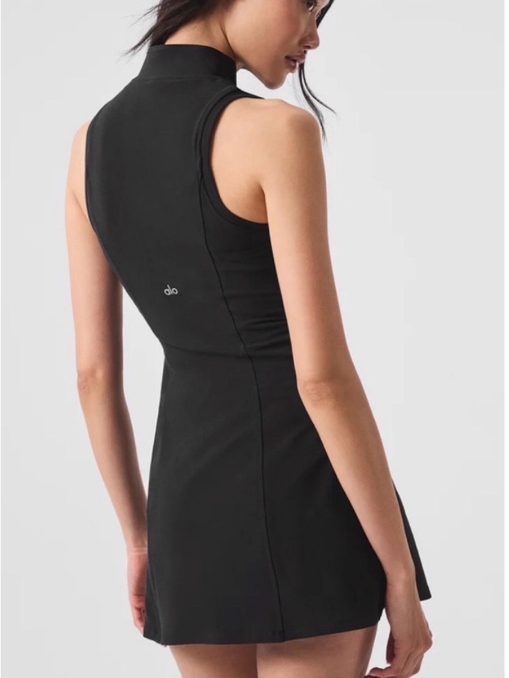 ALO Yoga Black Sleeveless Tennis Mini Dress with Front Zip - Picture 2 of 6